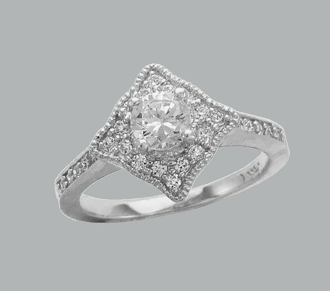 14K WHITE GOLD LADIES FANCY CZ ENGAGEMENT RING (1 of 1)