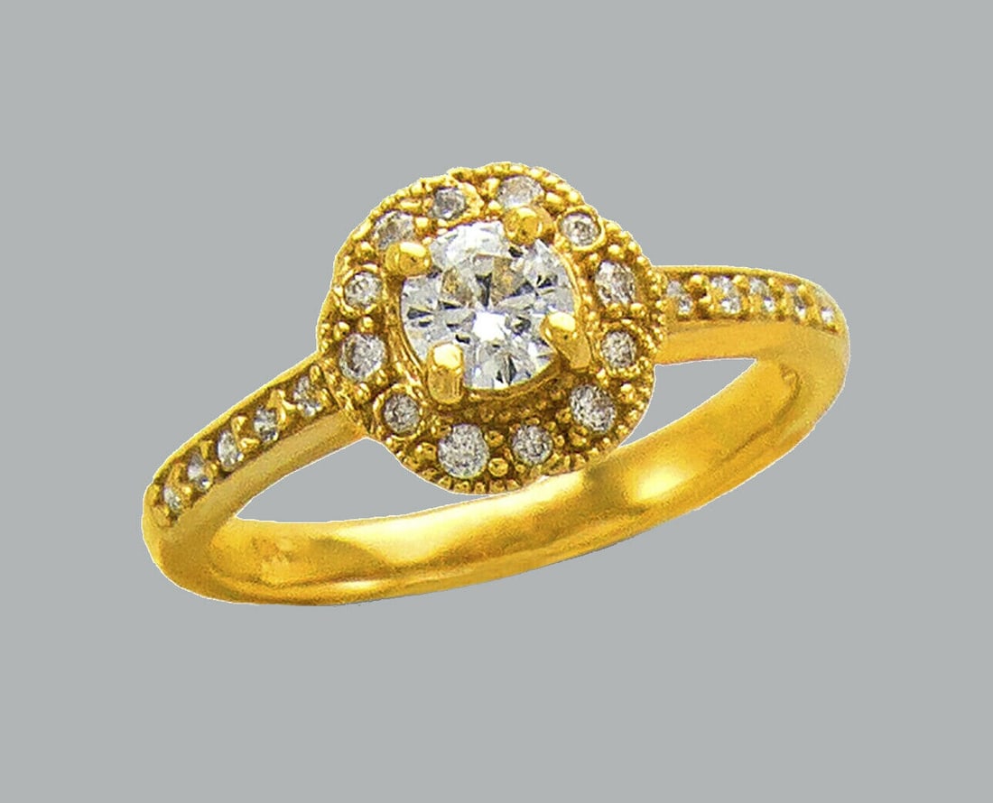 14K YELLOW GOLD LADIES FANCY CZ ENGAGEMENT RING (1 of 1)