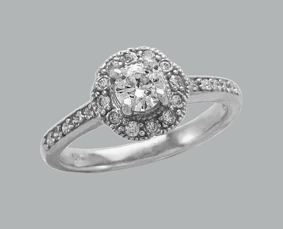14K WHITE GOLD LADIES FANCY CZ ENGAGEMENT RING (1 of 1)