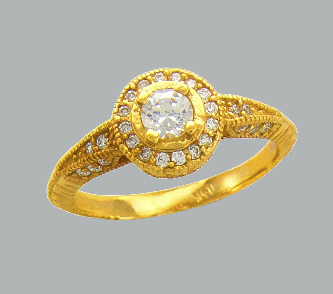 14K YELLOW GOLD CZ ENGAGEMENT RING FILIGREE HALO (1 of 1)