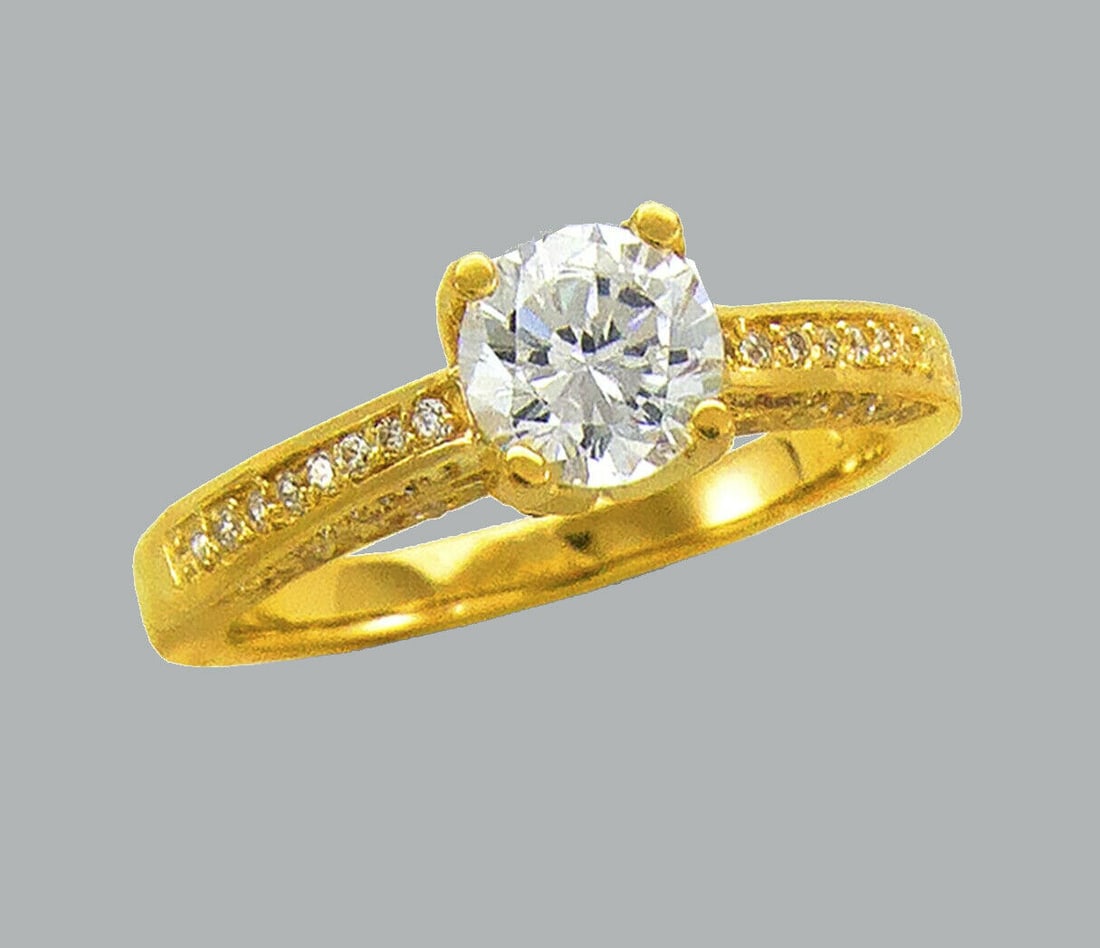 NEW 14K YELLOW GOLD LADIES FANCY CZ ENGAGEMENT RING (1 of 1)