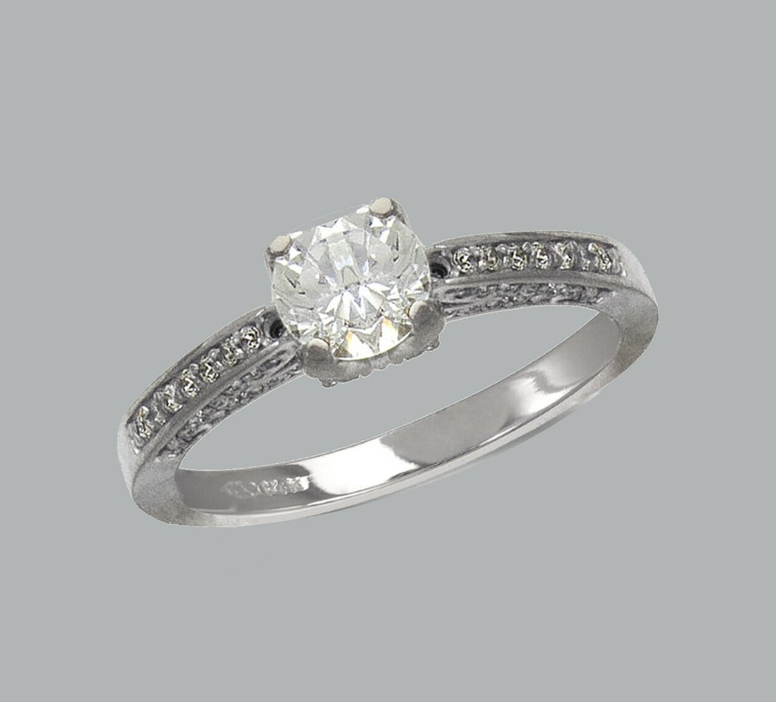 NEW 14K WHITE GOLD LADIES FANCY CZ ENGAGEMENT RING (1 of 1)
