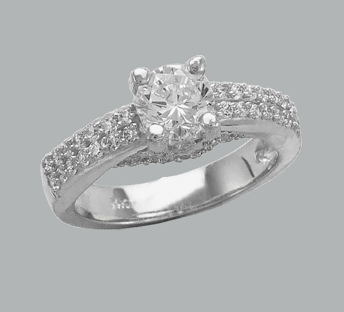 NEW 14K WHITE GOLD LADIES FANCY CZ ENGAGEMENT RING (1 of 1)