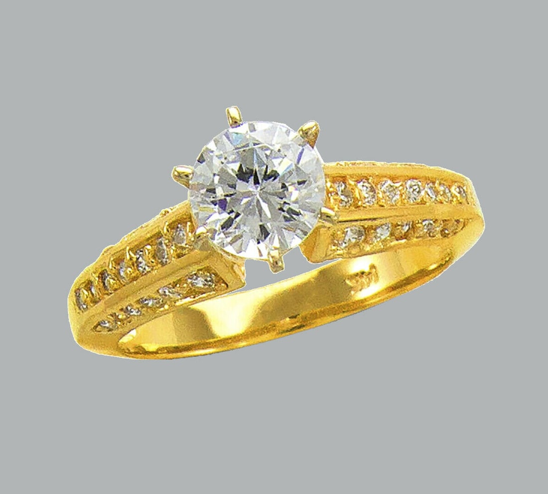 NEW 14K YELLOW GOLD LADIES FANCY CZ ENGAGEMENT RING (1 of 1)