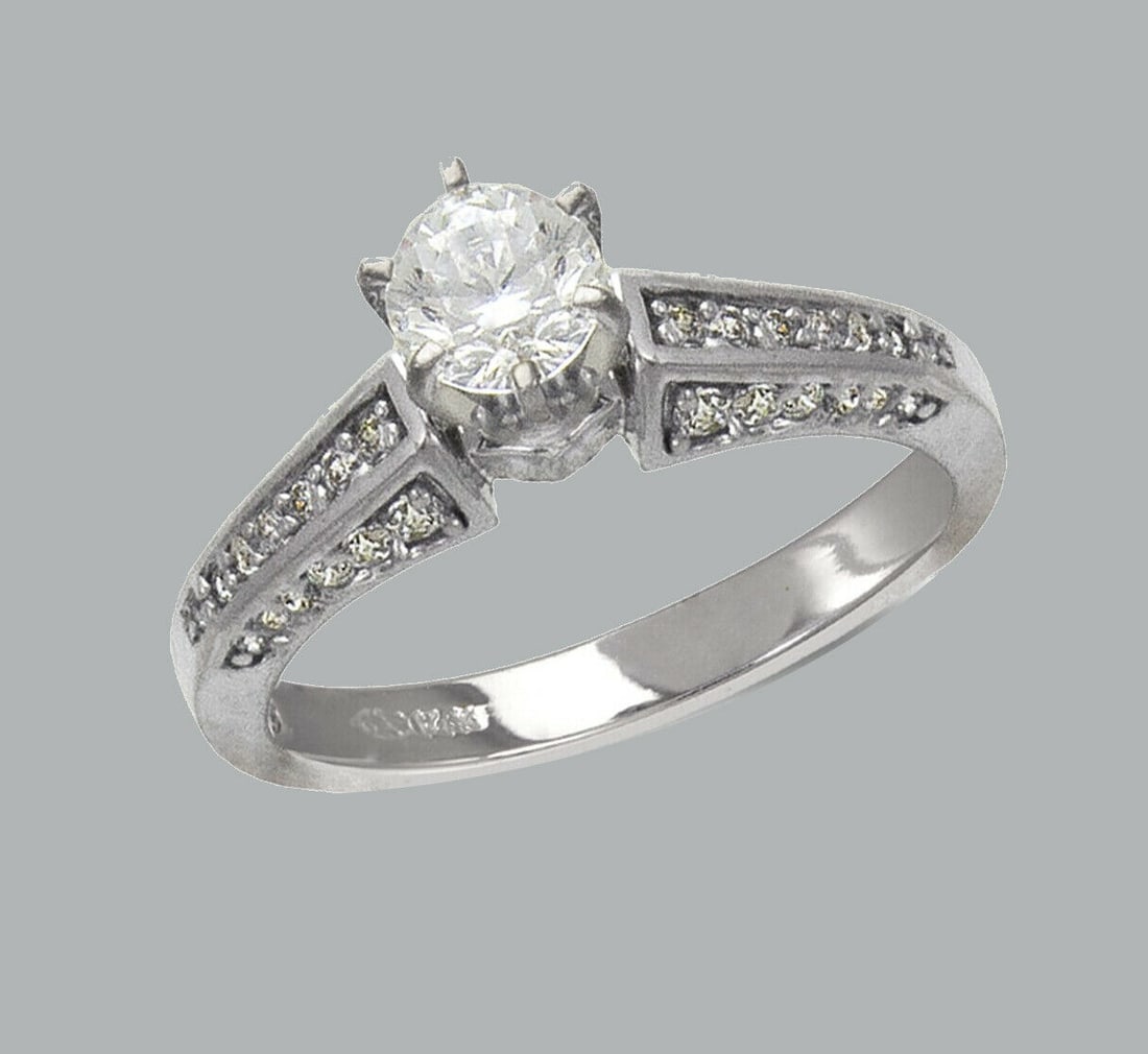 NEW 14K WHITE GOLD LADIES FANCY CZ ENGAGEMENT RING (1 of 1)