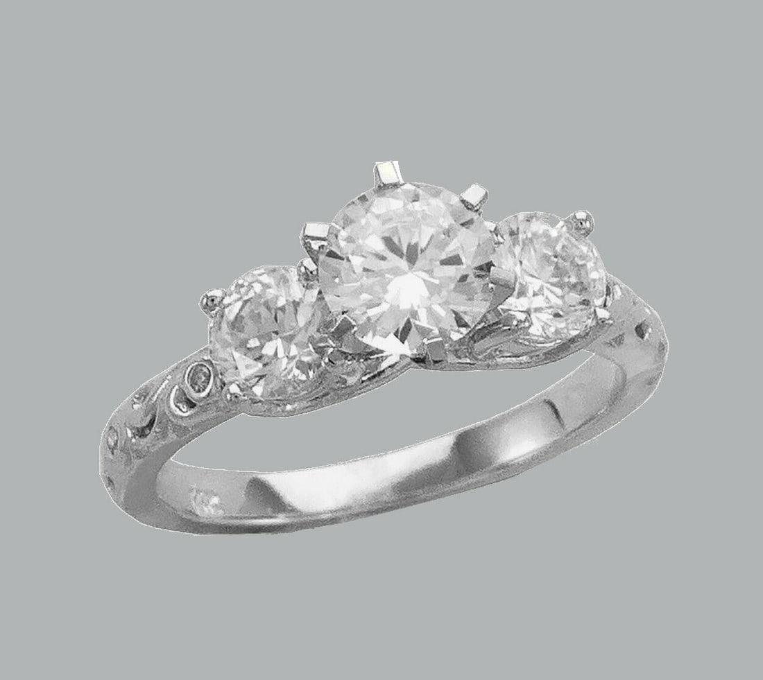 NEW 14K WHITE GOLD LADIES CZ ENGAGEMENT RING 3 STONE (1 of 1)