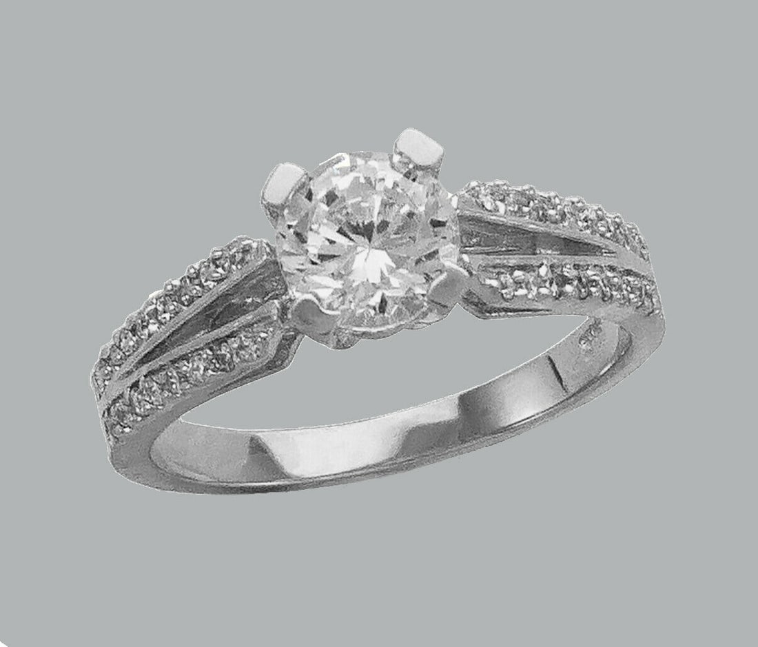 NEW 14K WHITE GOLD LADIES CZ ENGAGEMENT RING (1 of 1)
