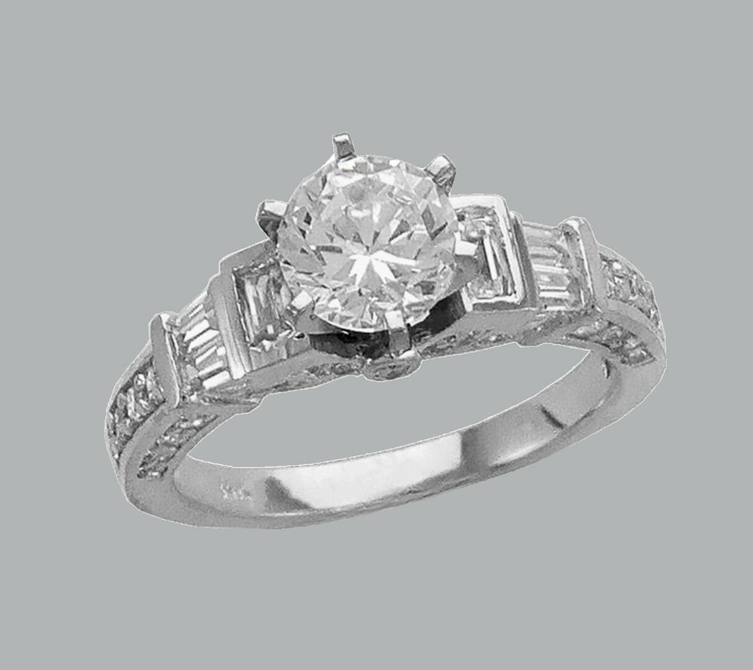 NEW 14K WHITE GOLD LADIES FANCY CZ ENGAGEMENT RING (1 of 1)