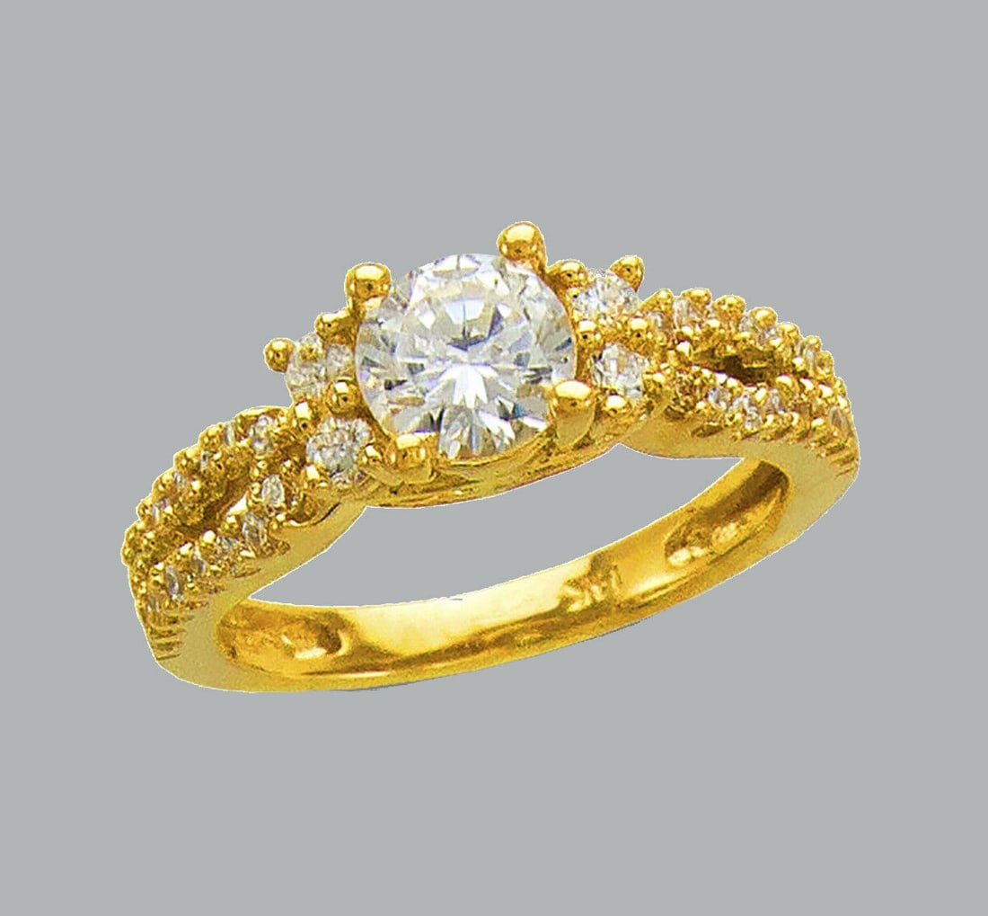 NEW 14K YELLOW GOLD LADIES FANCY CZ ENGAGEMENT RING (1 of 1)