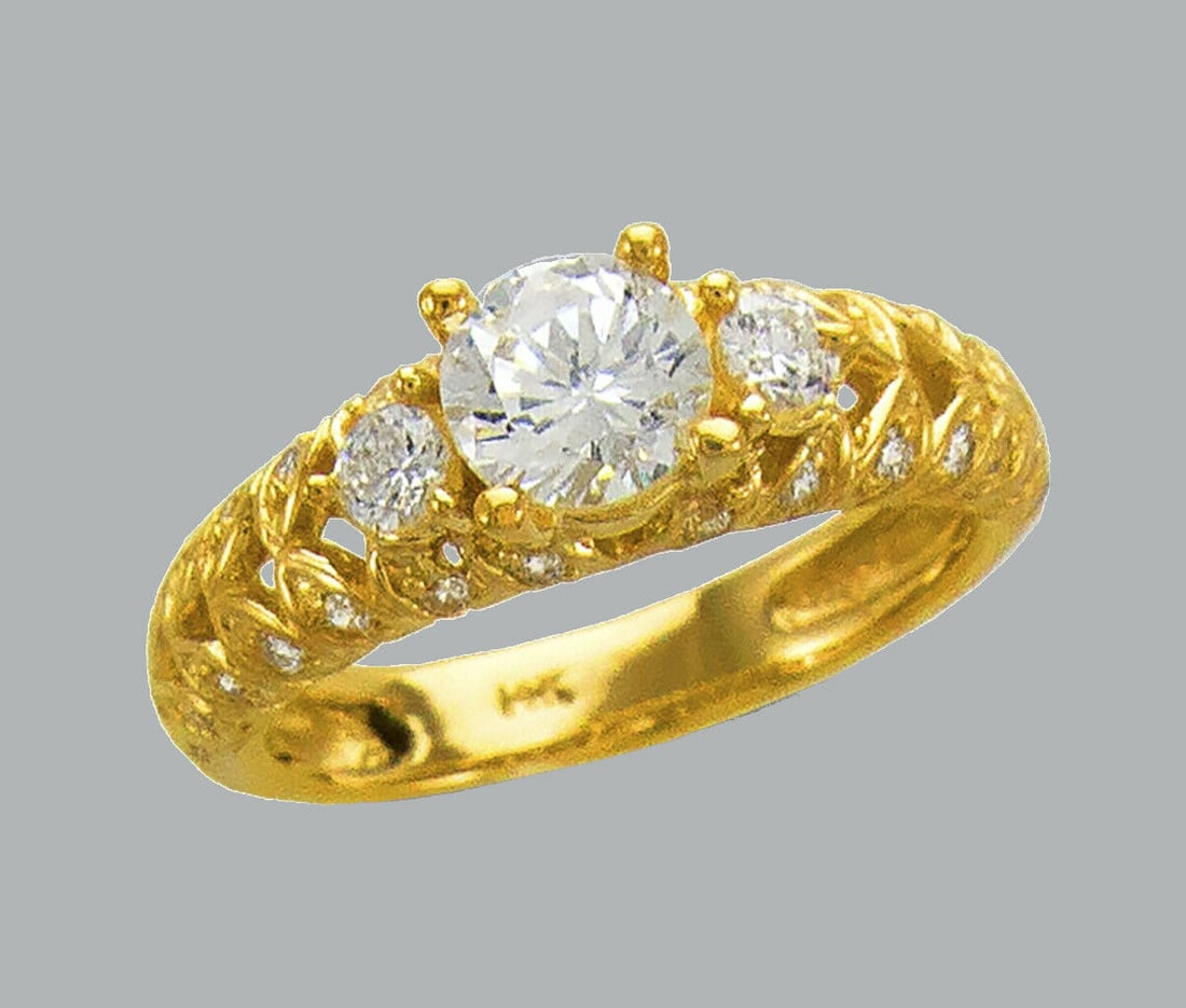NEW 14K YELLOW GOLD LADIES FANCY CZ ENGAGEMENT RING (1 of 1)