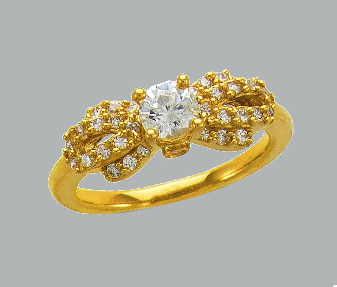 NEW 14K YELLOW GOLD LADIES FANCY CZ ENGAGEMENT RING (1 of 1)