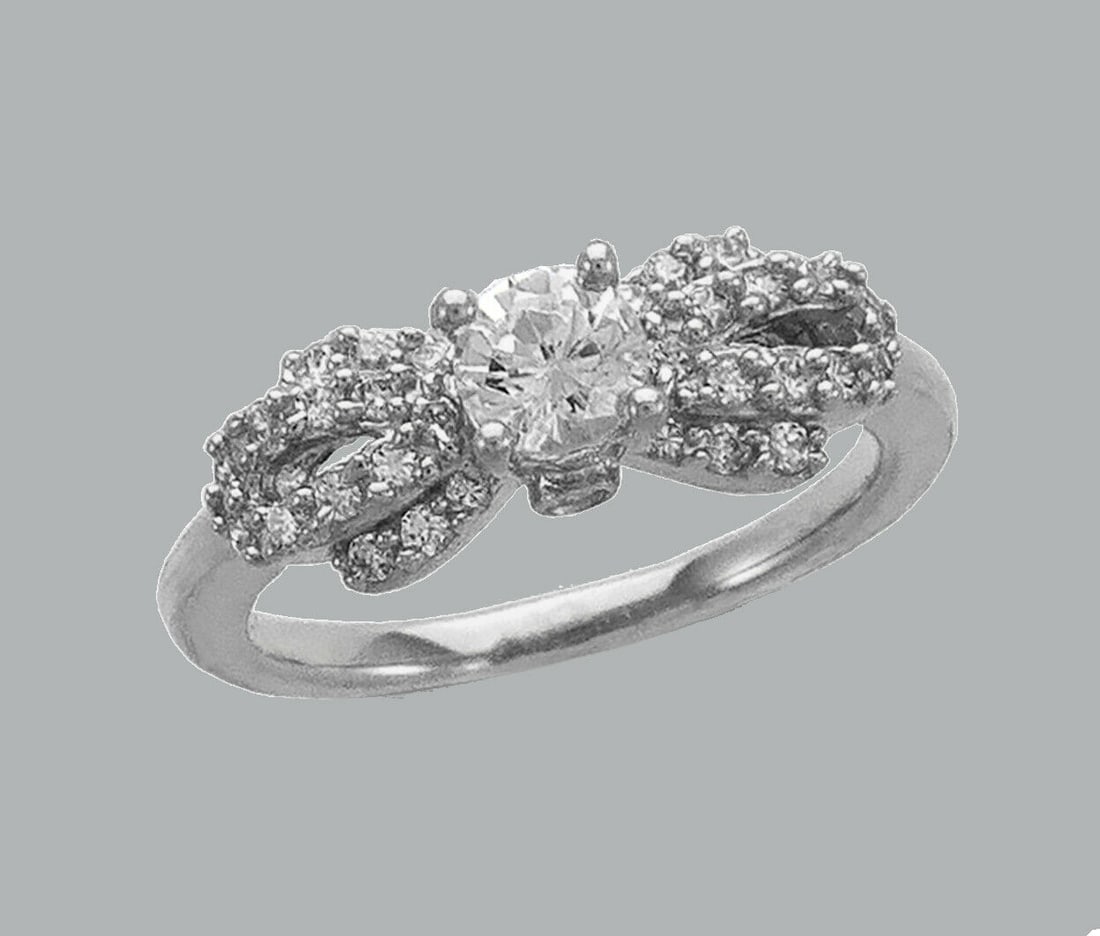 NEW 14K WHITE GOLD LADIES FANCY CZ ENGAGEMENT RING (1 of 1)