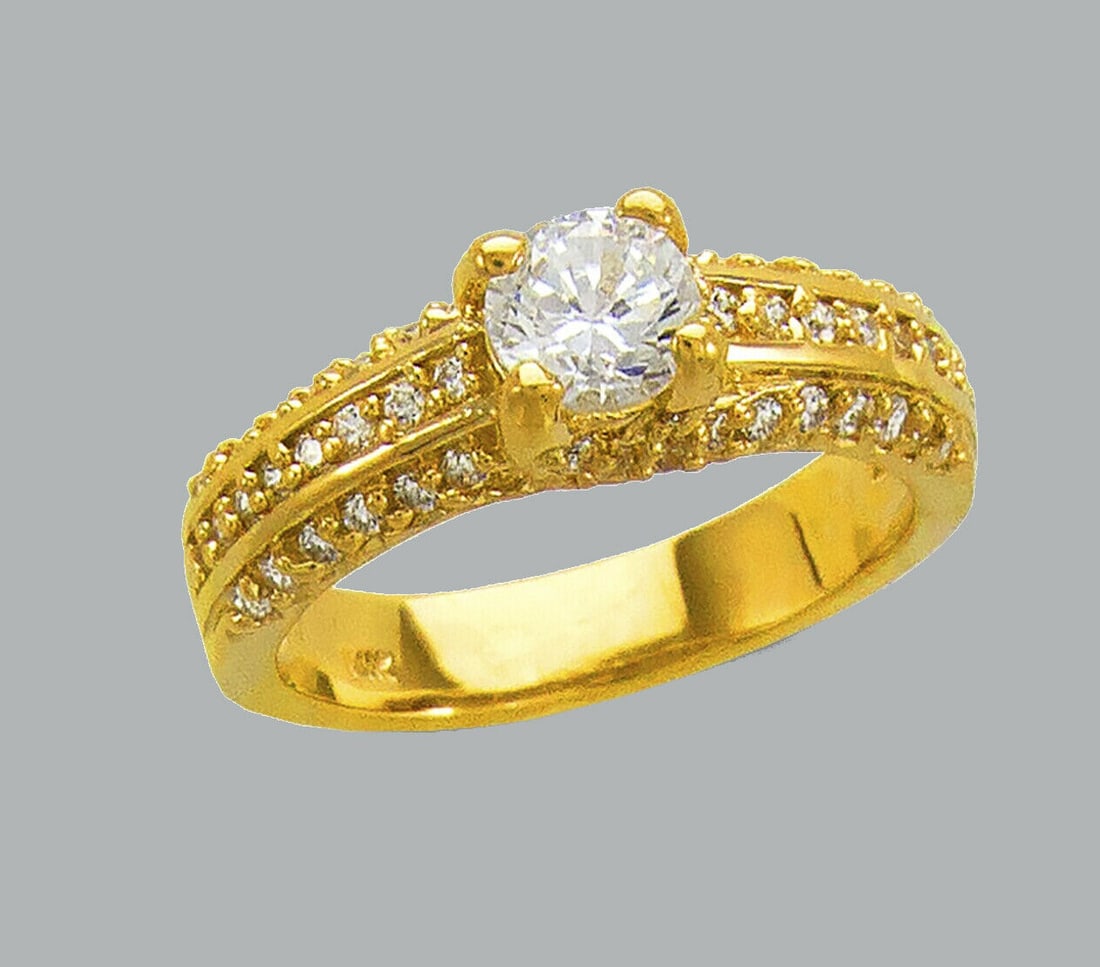 NEW 14K YELLOW GOLD LADIES FANCY CZ ENGAGEMENT RING (1 of 1)