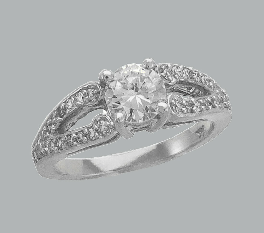 NEW 14K WHITE GOLD LADIES FANCY CZ ENGAGEMENT RING (1 of 1)