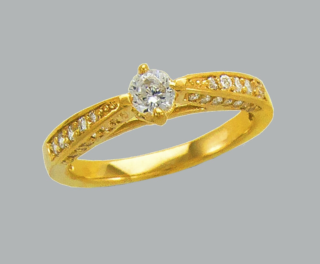 NEW 14K YELLOW GOLD LADIES FANCY CZ ENGAGEMENT RING (1 of 1)