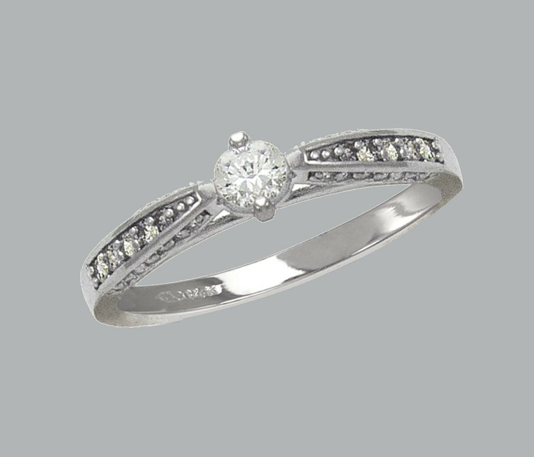 NEW 14K WHITE GOLD LADIES FANCY CZ ENGAGEMENT RING (1 of 1)