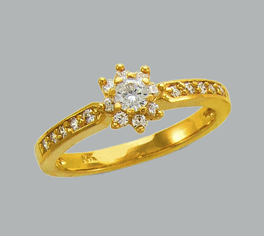 NEW 14K YELLOW GOLD LADIES FANCY CZ ENGAGEMENT RING (1 of 1)