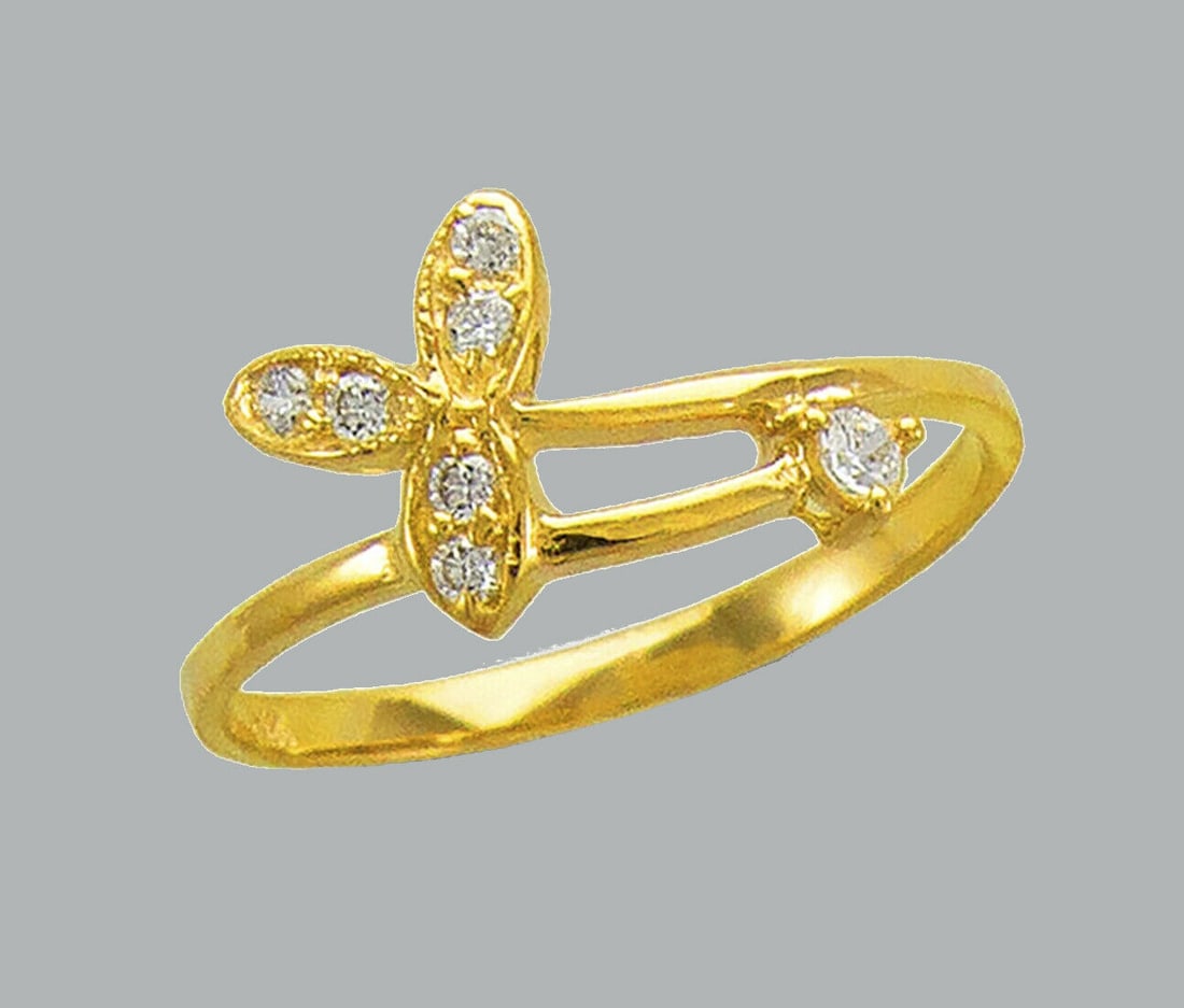 NEW 14K YELLOW GOLD LADIES FANCY CZ FLOWET RING (1 of 1)