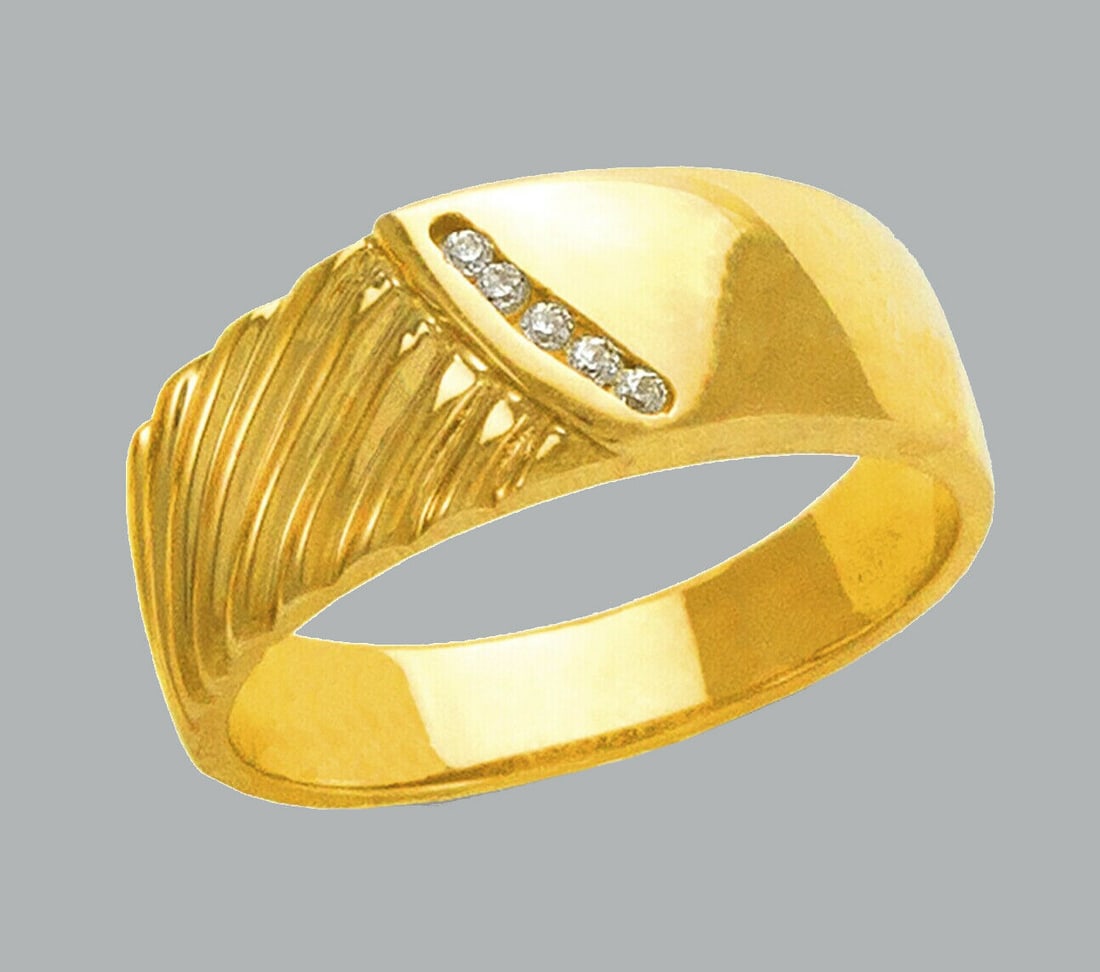 NEW 14K YELLOW GOLD MENS CZ RING BAND (1 of 1)