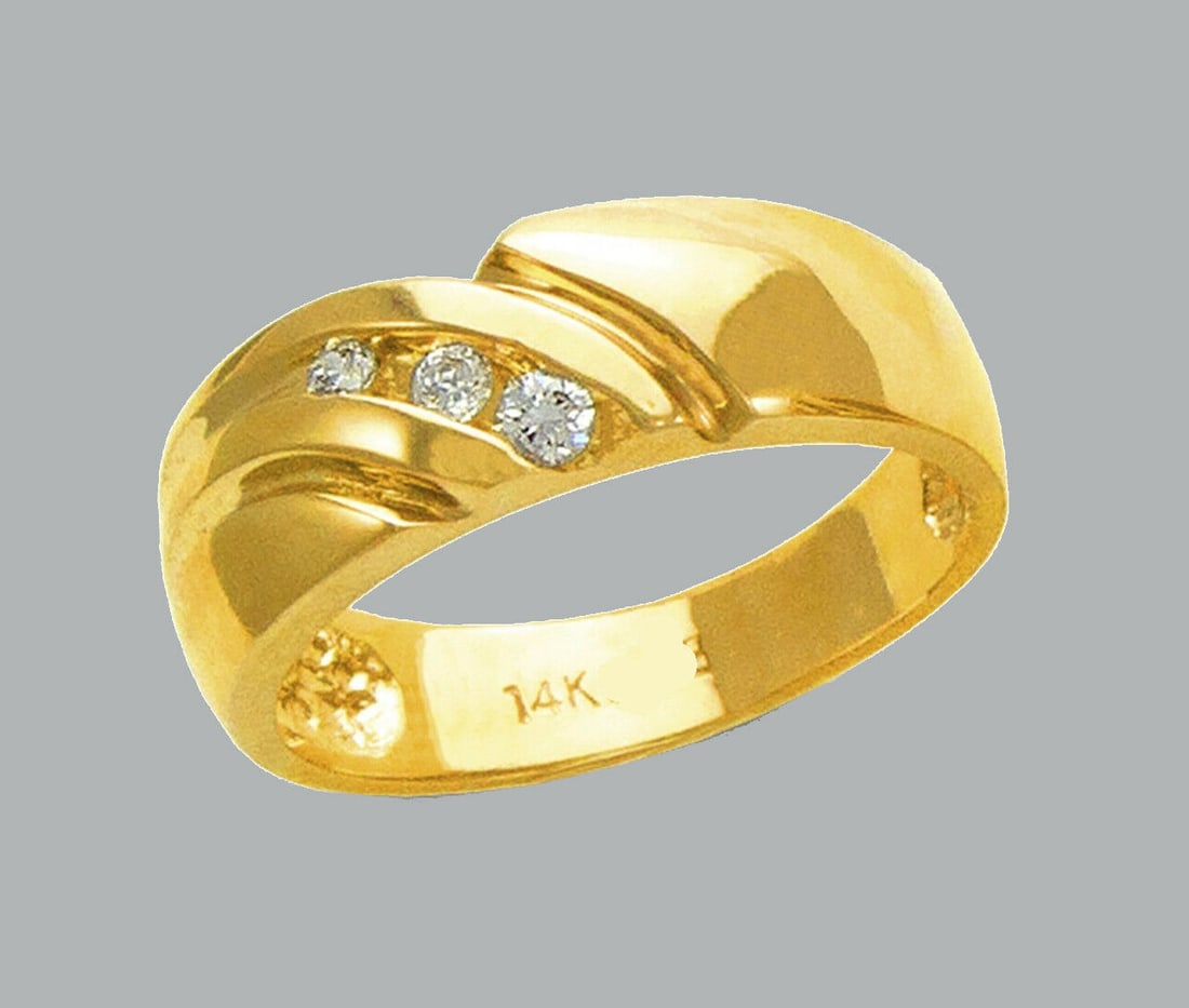 NEW 14K YELLOW GOLD LADIES FANCY CZ RING BAND (1 of 1)