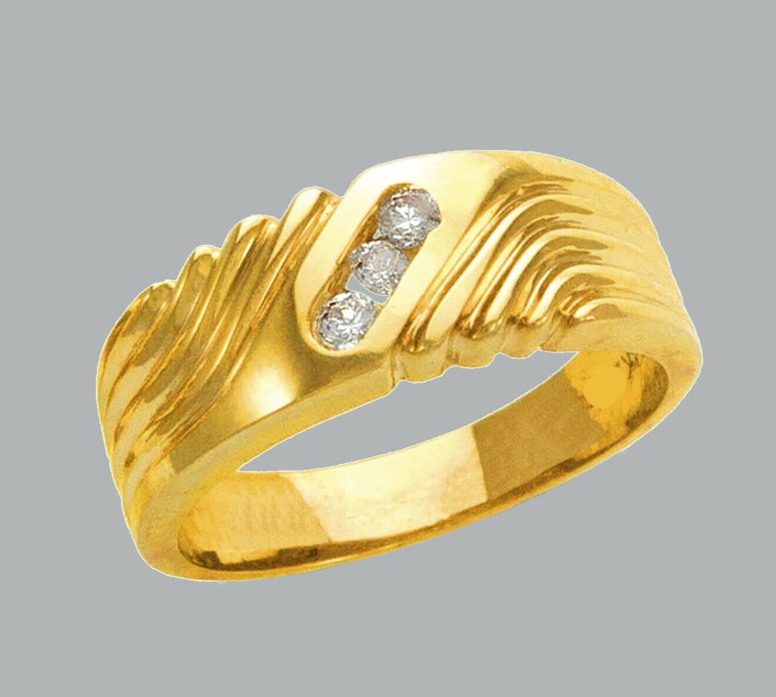 NEW 14K YELLOW GOLD MENS CZ RING BAND (1 of 1)