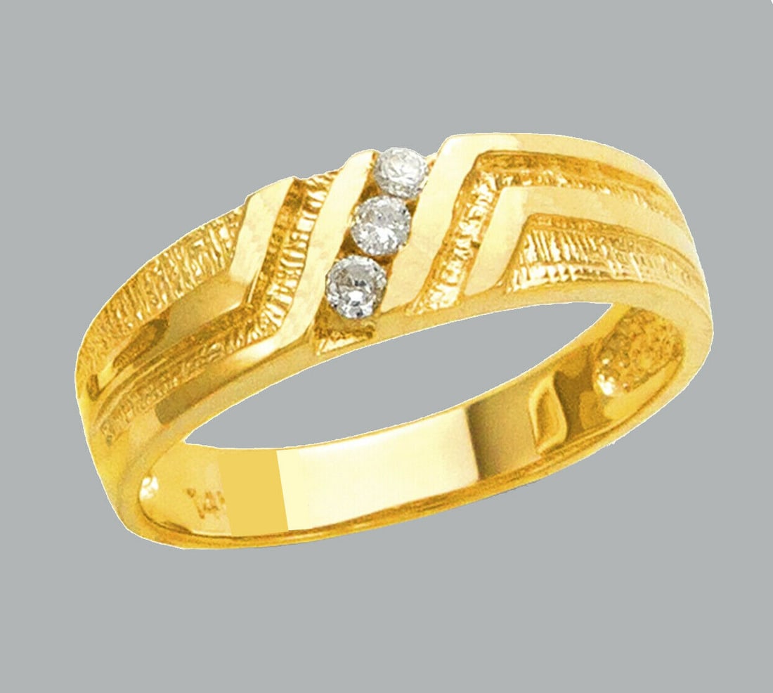 NEW 14K YELLOW GOLD MENS CZ RING BAND (1 of 1)