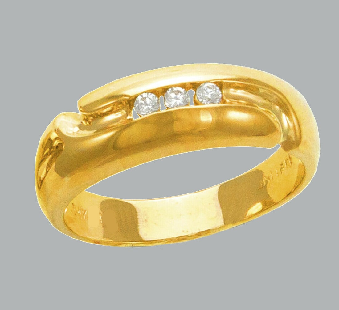 NEW 14K YELLOW GOLD MENS CZ RING BAND (1 of 1)