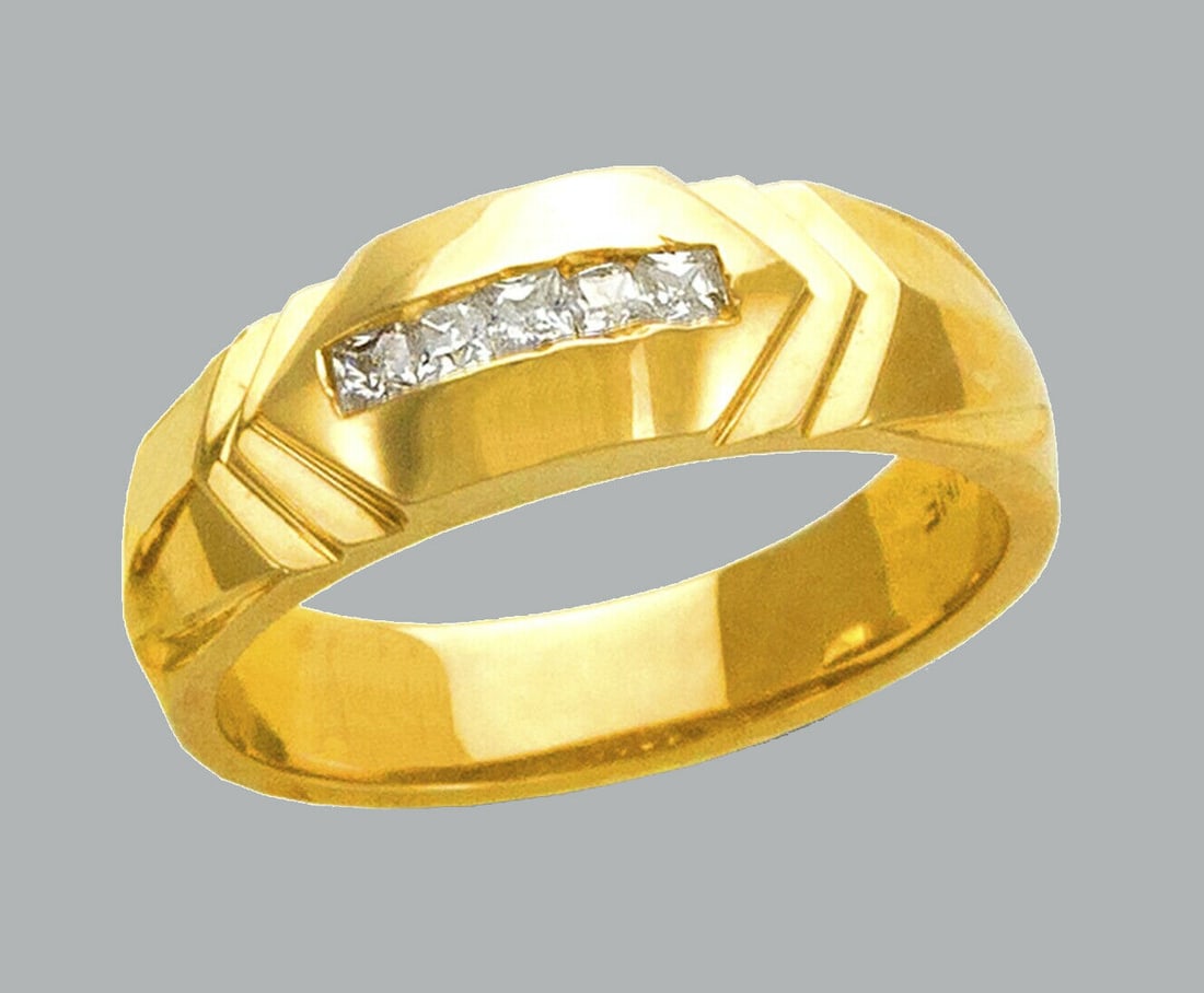 NEW 14K YELLOW GOLD MENS CZ RING BAND (1 of 1)
