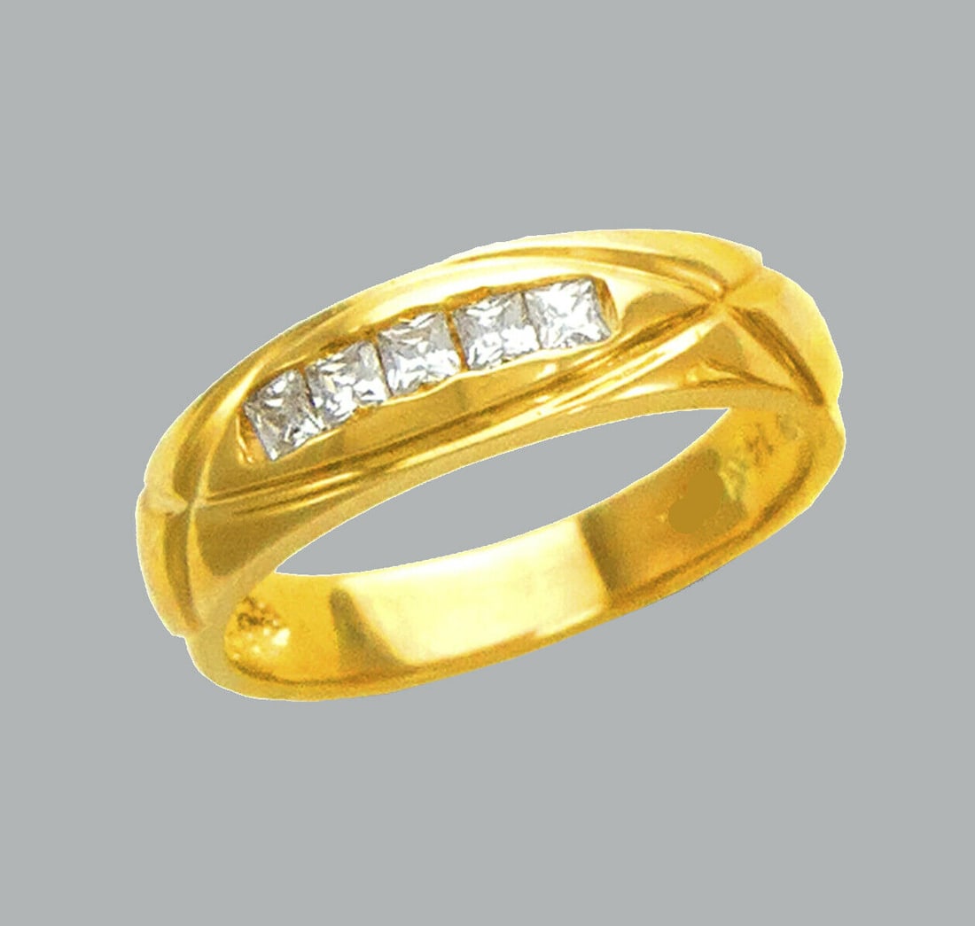 NEW 14K YELLOW GOLD LADIES FANCY CZ RING BAND (1 of 1)