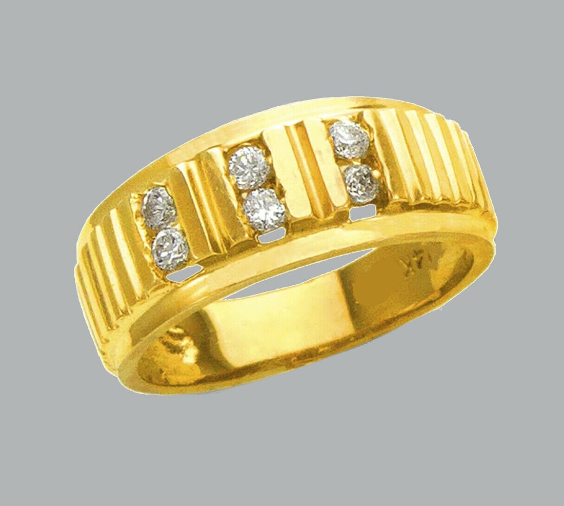 NEW 14K YELLOW GOLD LADIES FANCY CZ RING BAND (1 of 1)