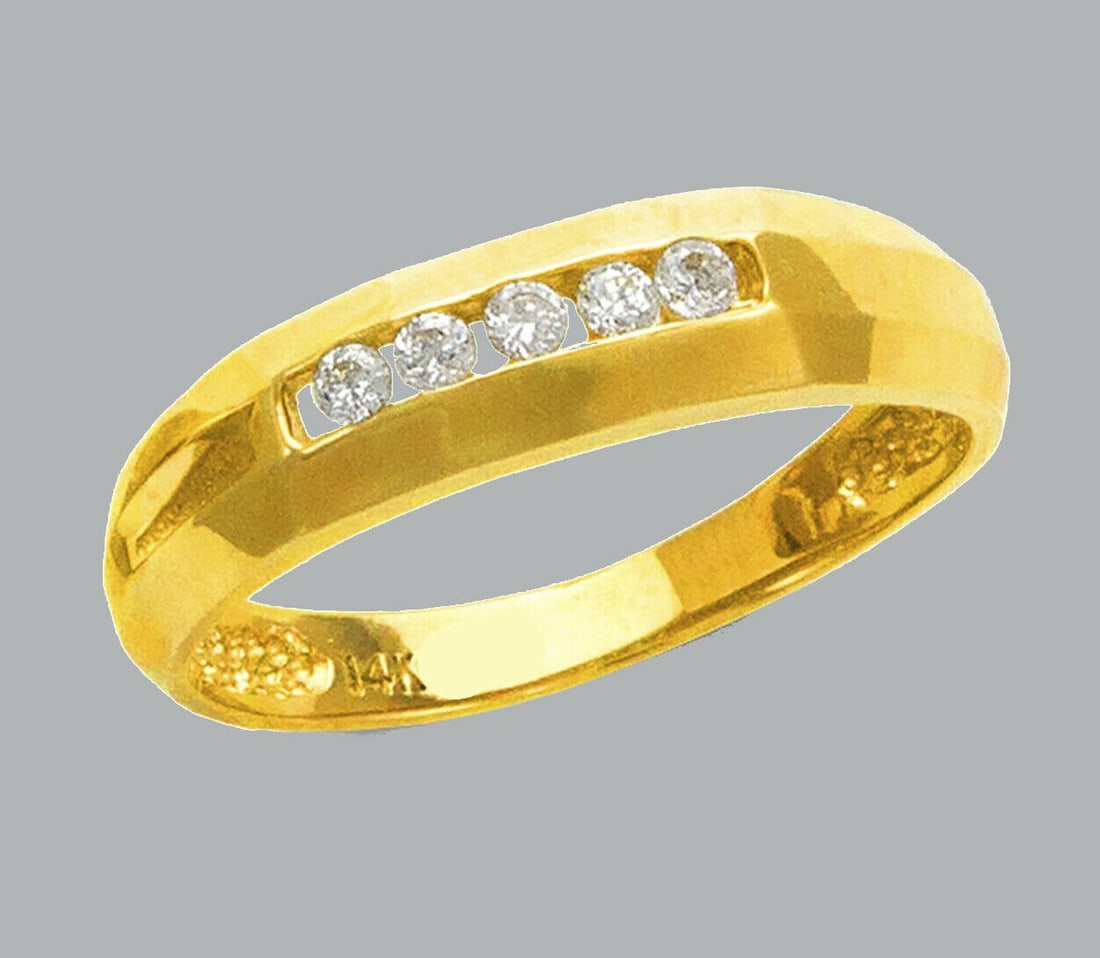 NEW 14K YELLOW GOLD MENS CZ RING BAND (1 of 1)