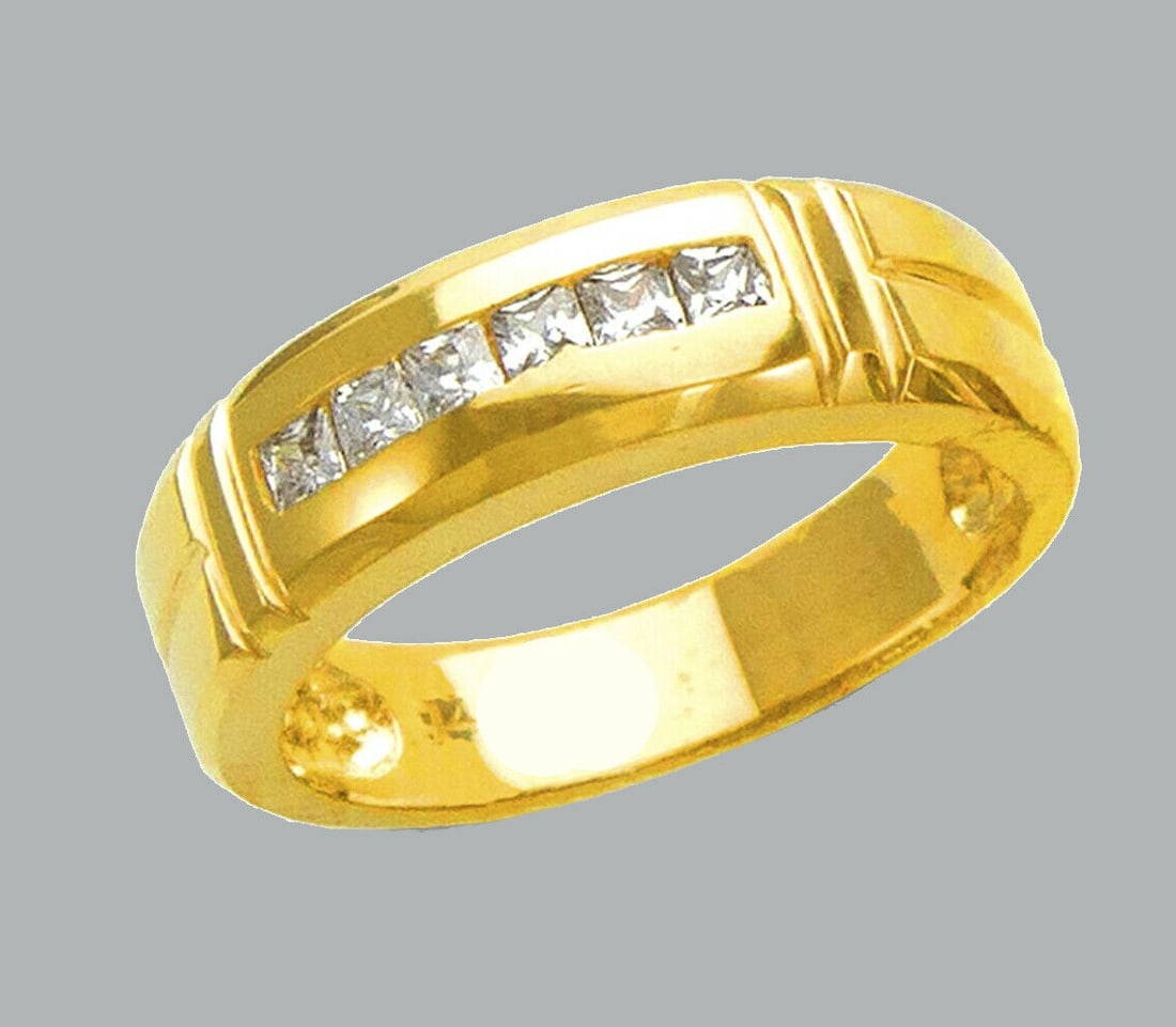 NEW 14K YELLOW GOLD LADIES FANCY CZ RING BAND (1 of 1)