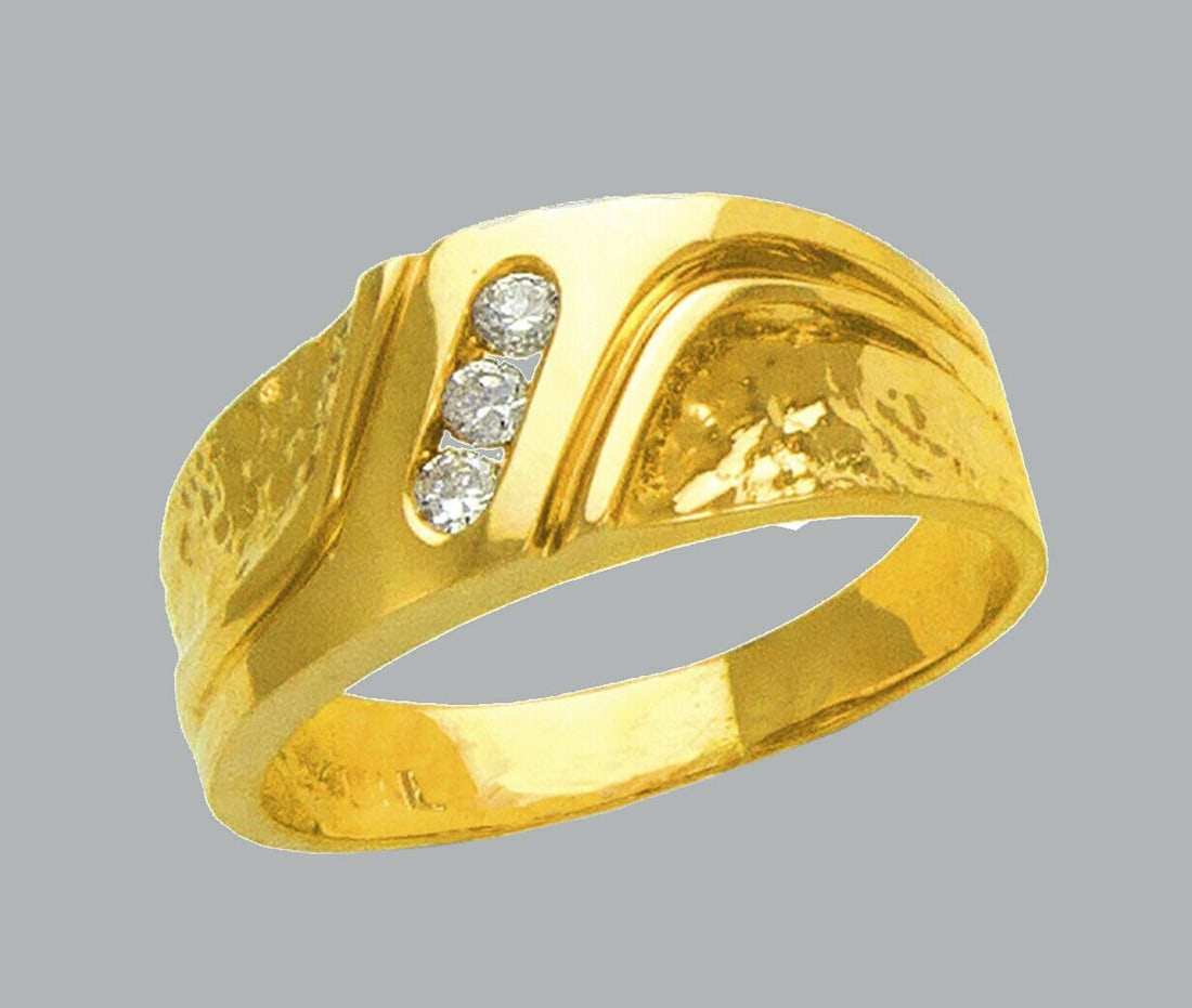 NEW 14K YELLOW GOLD LADIES FANCY CZ RING BAND (1 of 1)