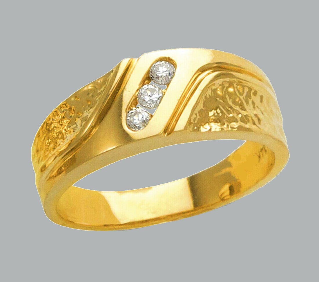 NEW 14K YELLOW GOLD MENS CZ RING BAND (1 of 1)