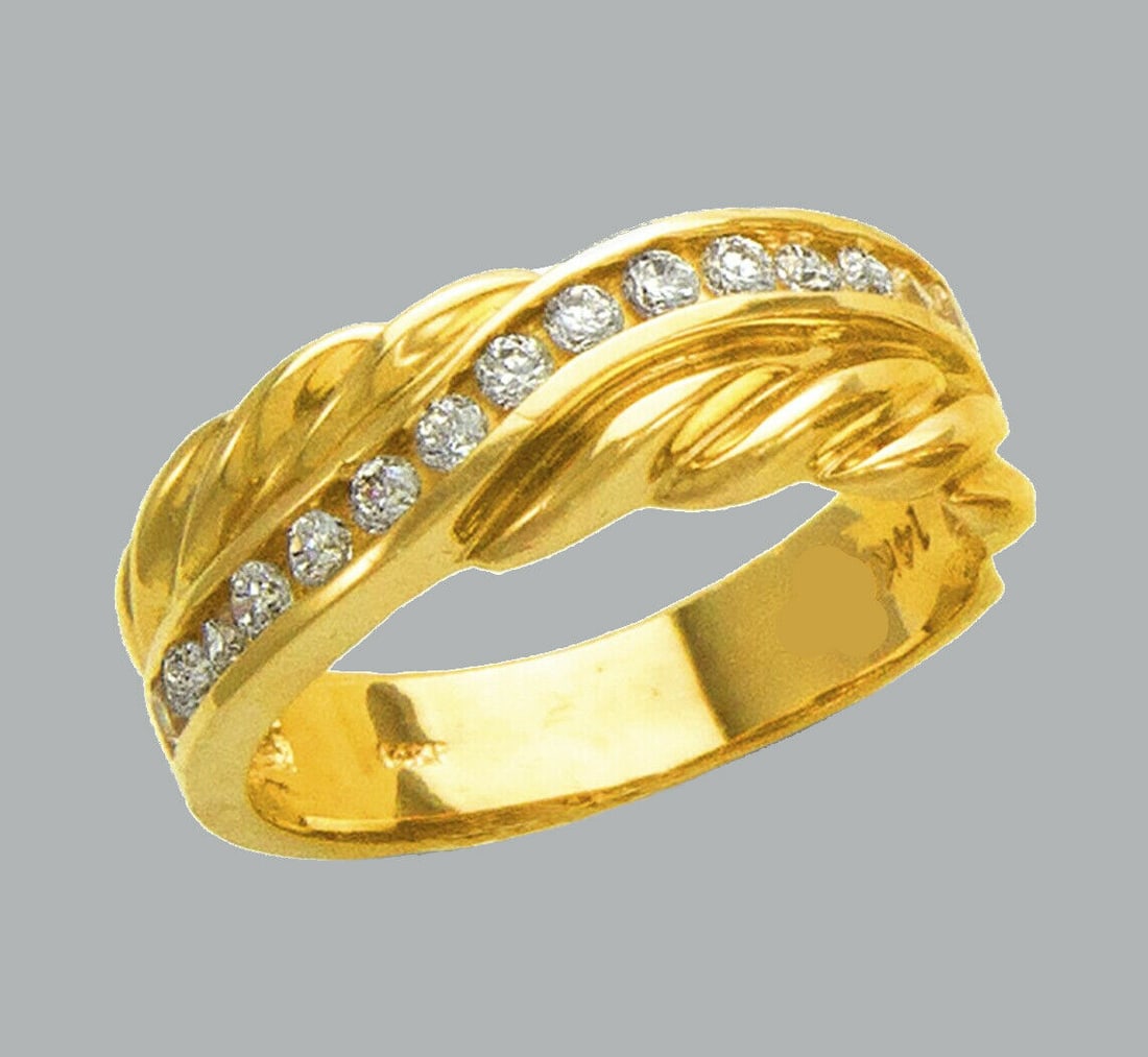 NEW 14K YELLOW GOLD LADIES FANCY CZ RING BAND (1 of 1)