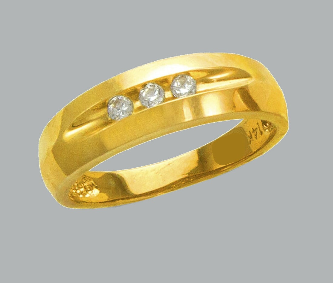 NEW 14K YELLOW GOLD LADIES FANCY CZ RING BAND (1 of 1)