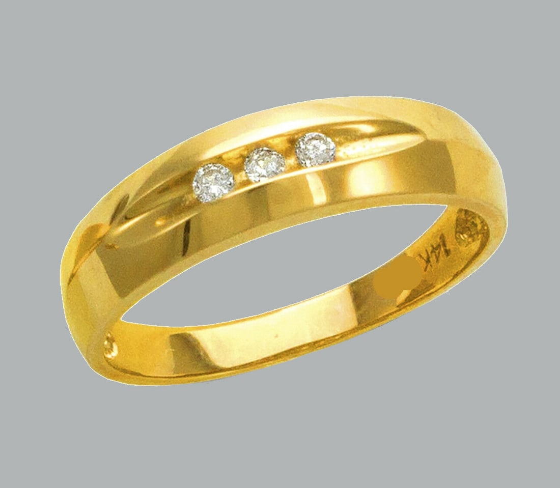 NEW 14K YELLOW GOLD MENS CZ RING BAND (1 of 1)