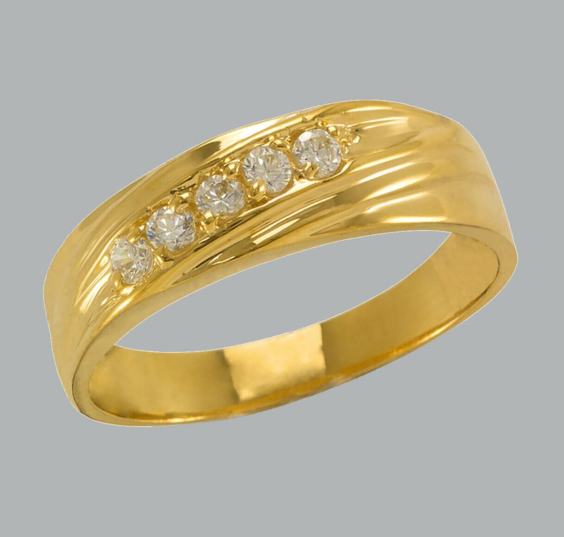 NEW 14K YELLOW GOLD MENS CZ RING BAND (1 of 1)