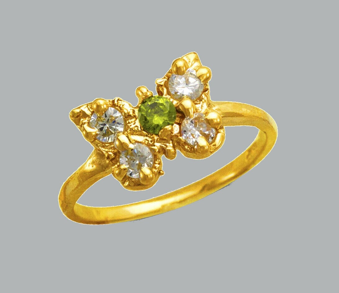 NEW 14K YELLOW GOLD CZ KIDS GIRLS RING BUTTERFLY (1 of 1)