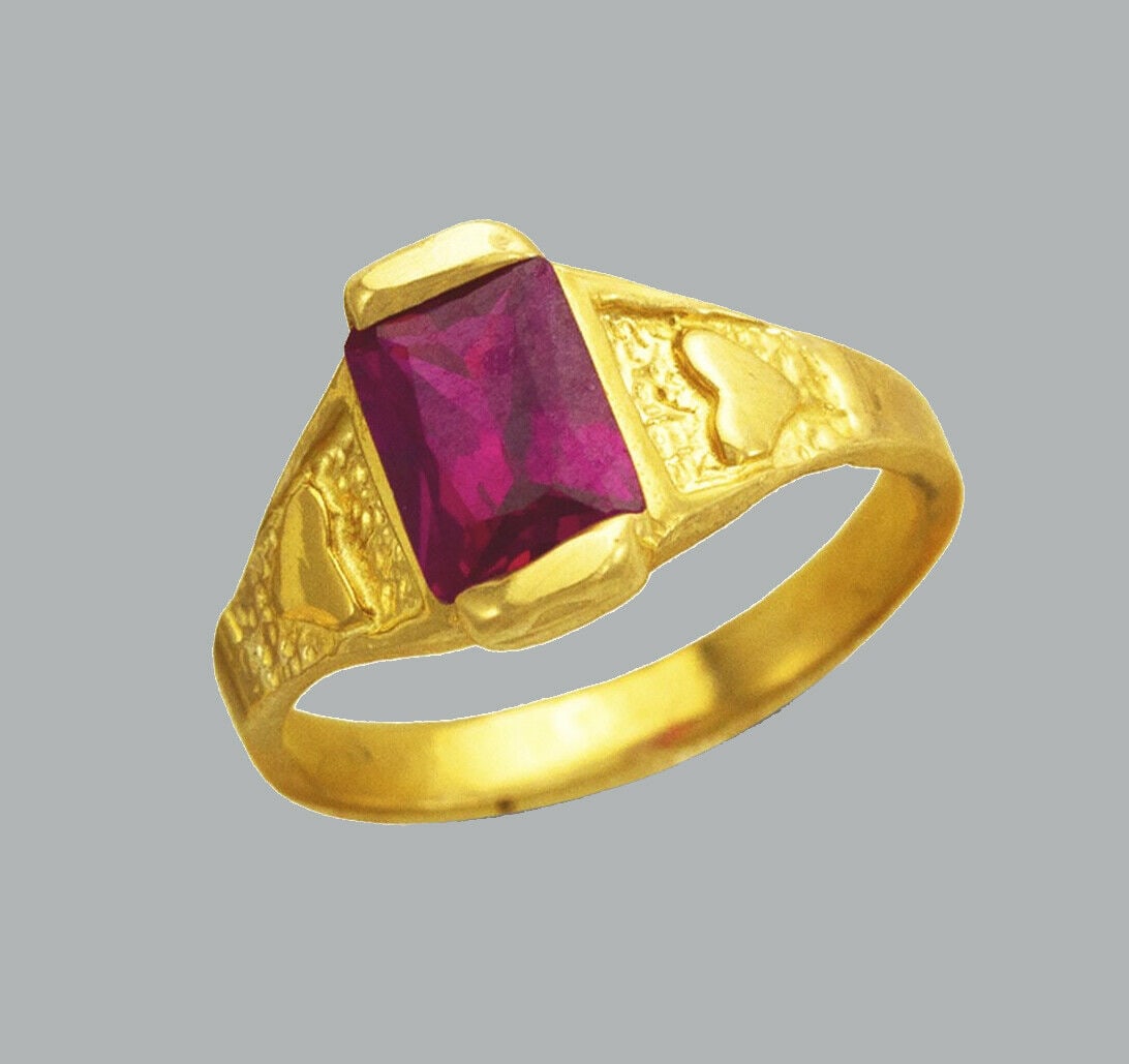 14K YELLOW GOLD CZ KIDS CHILD RING EMERALD CUT HEART (1 of 1)