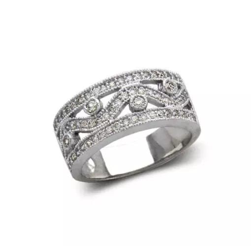 NEW 14K WHITE GOLD LADIES FASHION BAND CZ RING (1 of 2)
