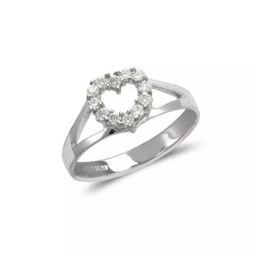 NEW 14K WHITE GOLD LADIES FASHION HEART CZ RING (1 of 2)