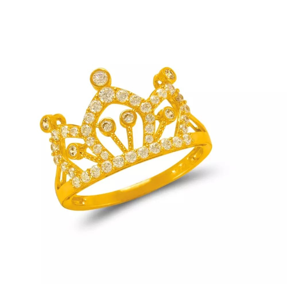 NEW 14K YELLOW GOLD LADIES FANCY TIARA CZ RING (1 of 2)