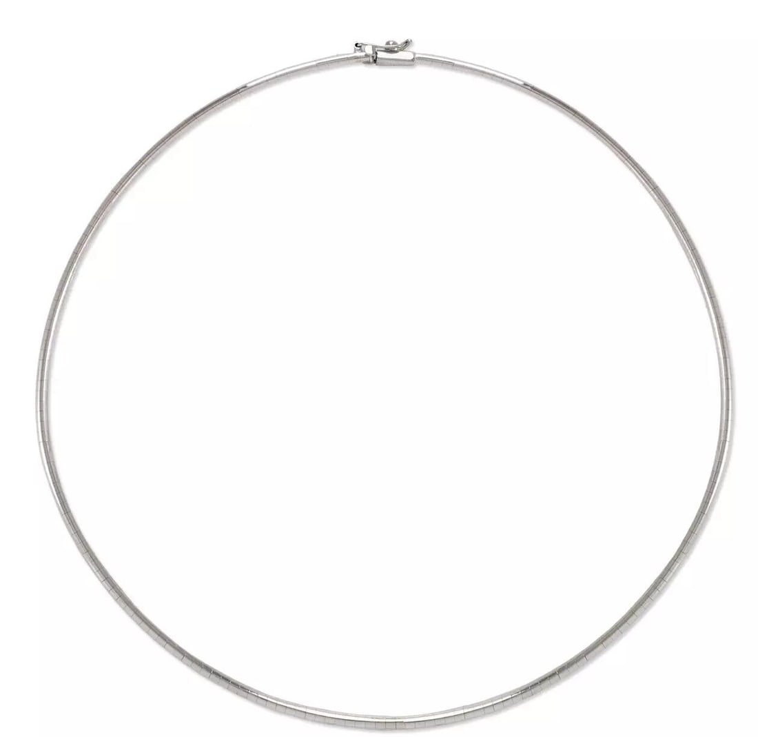 NEW 14K WHITE GOLD 2MM OMEGA CHAIN CHOKER NECKLACE (1 of 2)