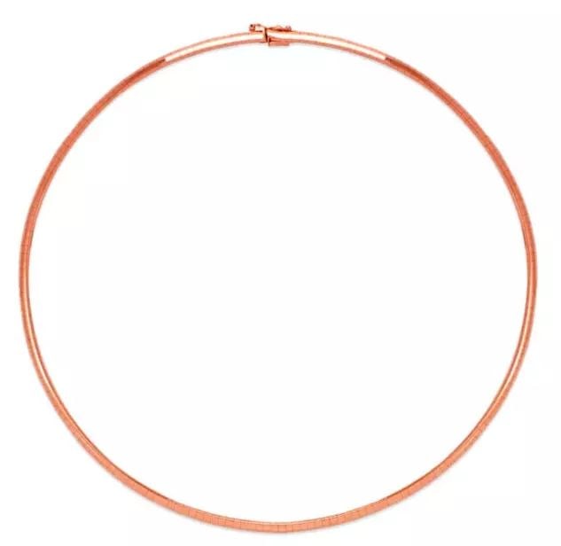 NEW 14K ROSE GOLD 3MM OMEGA CHAIN CHOKER NECKLACE (1 of 2)