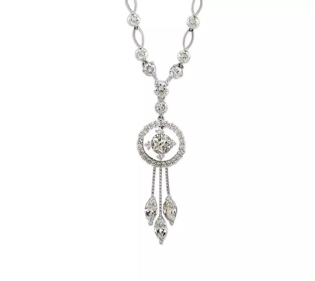 NEW 14K WHITE GOLD FANCY CZ NECKLACE (1 of 2)