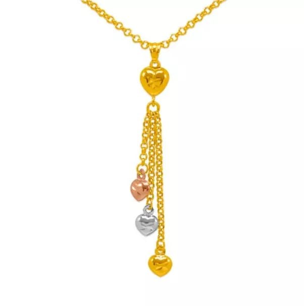 NEW 14K TRI COLOR GOLD CHARM NECKLACE (1 of 2)