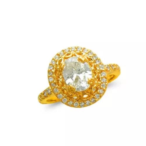 NEW 14K YELLOW GOLD LADIES FASHION SOLITAIRE CZ RING (1 of 2)