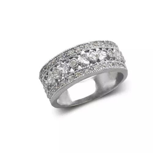NEW 14K WHITE GOLD LADIES FASHION BAND CZ RING (1 of 2)