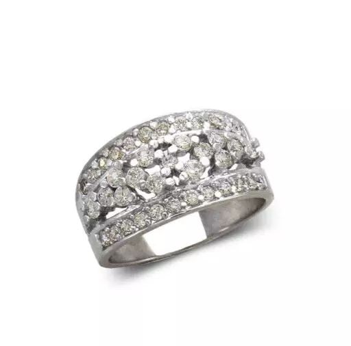 NEW 14K WHITE GOLD LADIES FASHION BAND CZ RING (1 of 2)